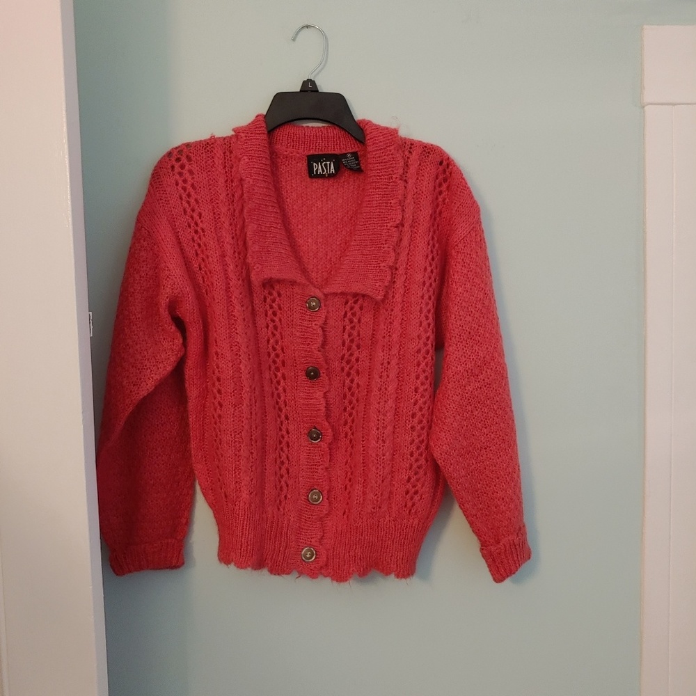 NWOT PASTA sweater, M button down, red